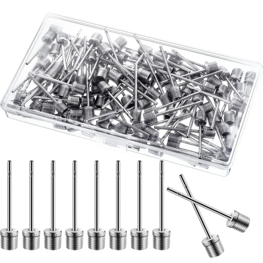 WILLBOND 100 Pack Basketball Pump Needles Ball Inflation Air Pump Needles with Storage Box for Sports Balls, Football Basketball Soccer and Volleyball(Silver)