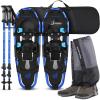 Odoland 4-in-1 Snowshoes Snow Shoes for Men and Women with Trekking Poles, Carrying Tote Bag and Waterproof Snow Leg Gaiters, Lightweight Aluminum Alloy Snow Shoes, Blue, Size 30'' view 1