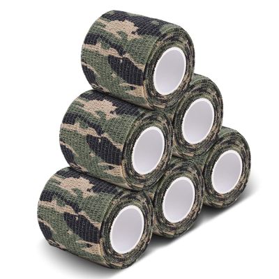 AIRSSON 6 Rolls Camo Tape Camouflage Form Wrap 1.96'' x 177'' Self-Adhesive Camo Stretch Bandage for Flashlights Bicycle Camera