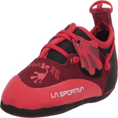 La Sportiva Kids Stickit Rock Climbing Shoe, Chili/Poppy, Kids 11-12