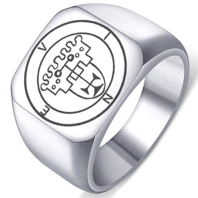 Laser Engraved Demon Vine Goetic Seal Lesser Key of King Solomon Stainless Steel Ring Size 7