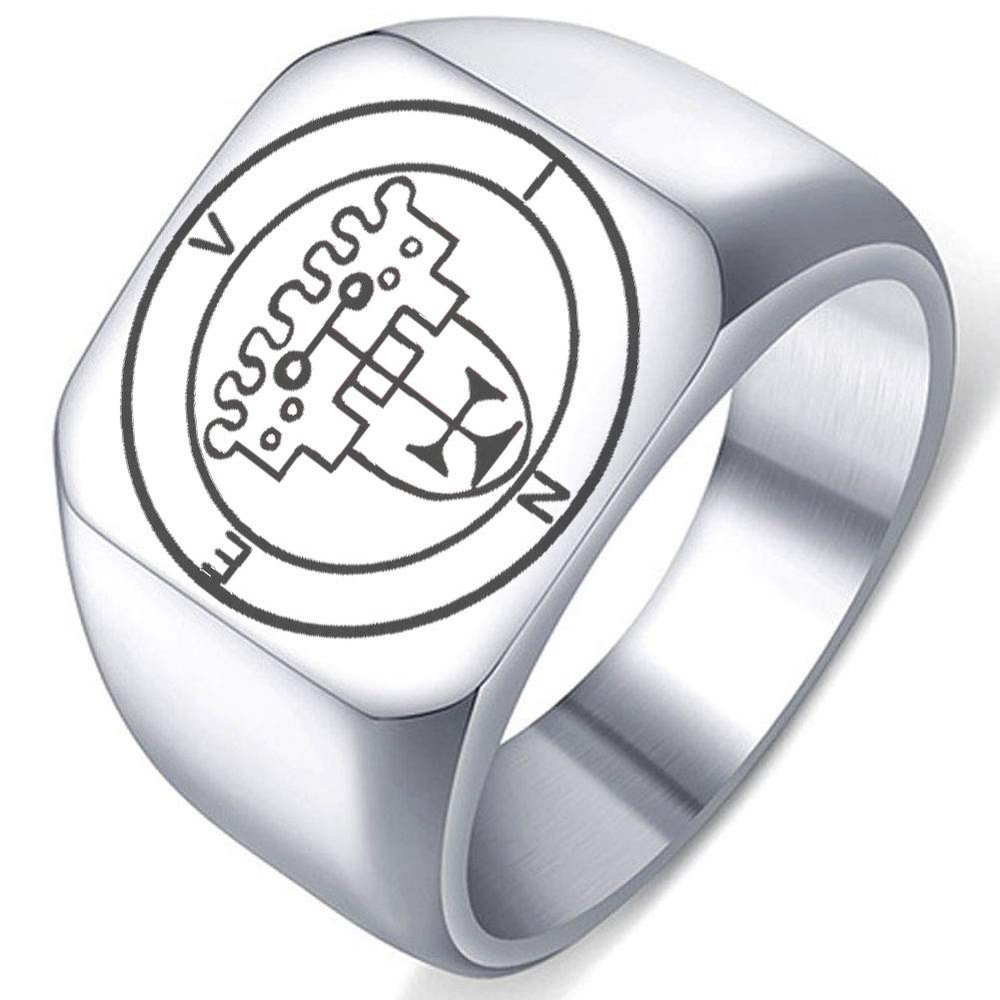 Laser Engraved Demon Vine Goetic Seal Lesser Key of King Solomon Stainless Steel Ring Size 7