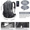 G4Free 50L Hiking Backpack Waterproof Daypack Outdoor Camping Climbing Backpack with Rain Cover for Men Women(Dark Grey) view 3