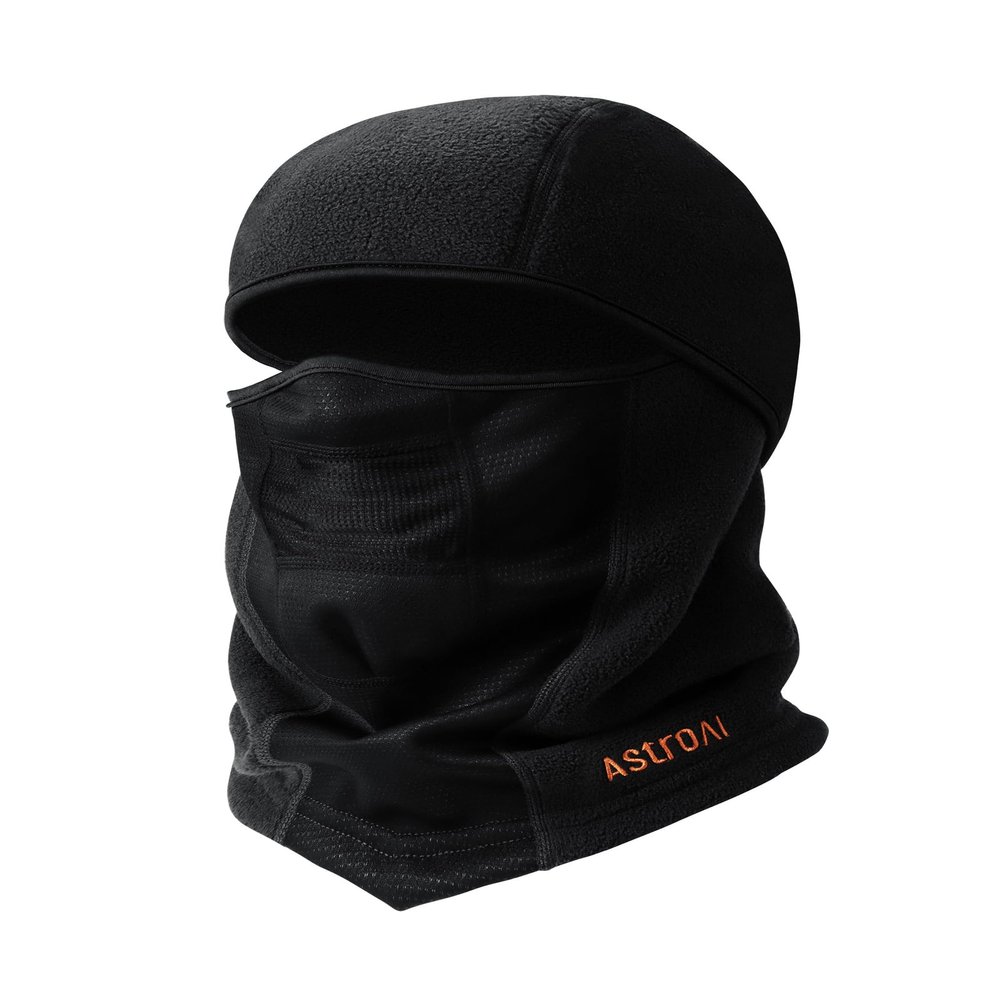 AstroAI Balaclava Ski Mask Winter Fleece Thermal Face Mask Cover for Men Women Warmer Windproof Breathable, Cold Weather Gear for Skiing, Outdoor Work, Motorcycling, Snowboarding, Black-M, 21.5-23"