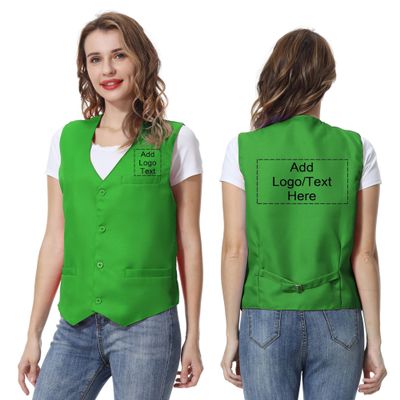 TopTie Custom Uniform Unisex Button Vest For Supermarket Clerk Volunteer-Green-L