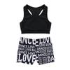 Moily Kids Girls Gymnastics/Dance/Sports Two Piece Outfit Racer Back Crop Top with Booty Shorts Swimwear Black 8-10 view 1