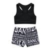 Moily Kids Girls Gymnastics/Dance/Sports Two Piece Outfit Racer Back Crop Top with Booty Shorts Swimwear Black 8-10 view 3