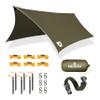Rain Fly 12x10 Lightweight Survival Camping Tarp; 100% Waterproof; Makes a Great Backpacking Tarp or Hammock Shelter; Comes in Multiple Colors, Survival Bracelet Included; OD-Green view 1