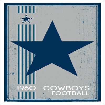Trends International NFL Dallas Cowboys - Retro Logo 14 Wall Poster, 22.375" x 34", White Framed Version