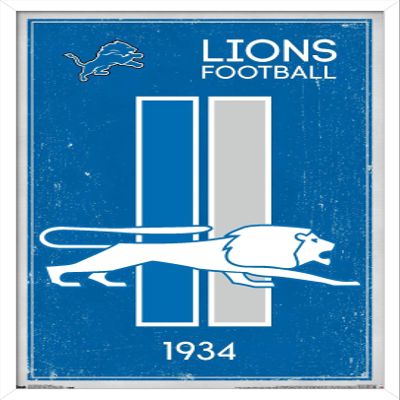 Trends International NFL Detroit Lions - Retro Logo 14 Wall Poster, 22.375" x 34", White Framed Version