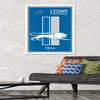 Trends International NFL Detroit Lions - Retro Logo 14 Wall Poster, 22.375" x 34", White Framed Version view 2