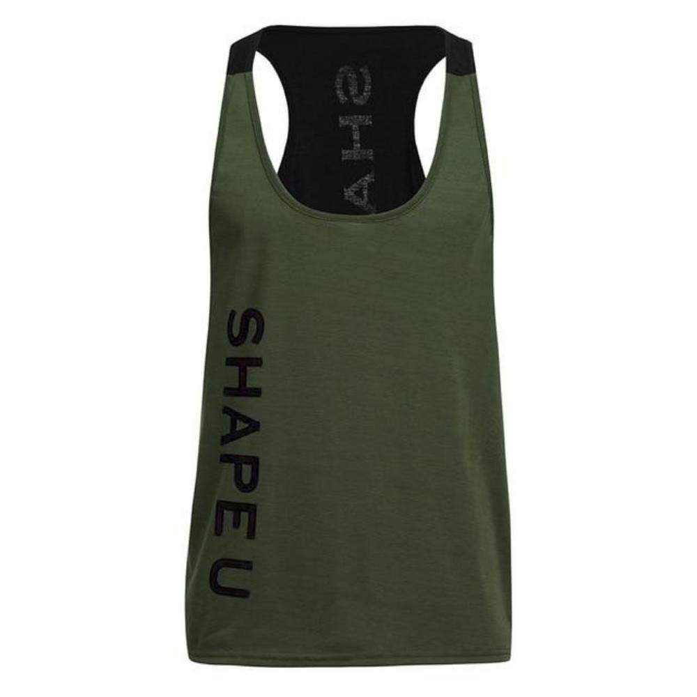 E-HOLISTIC LIFESTYLE Men's Muscle Breathable Bodybuilding Sport Fitness Vest Army Green