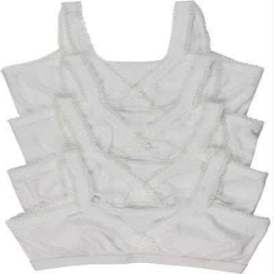 ToBeInStyle Girl's 4-Pack Crochet Trim Cami Training Bras - White - 16 Years