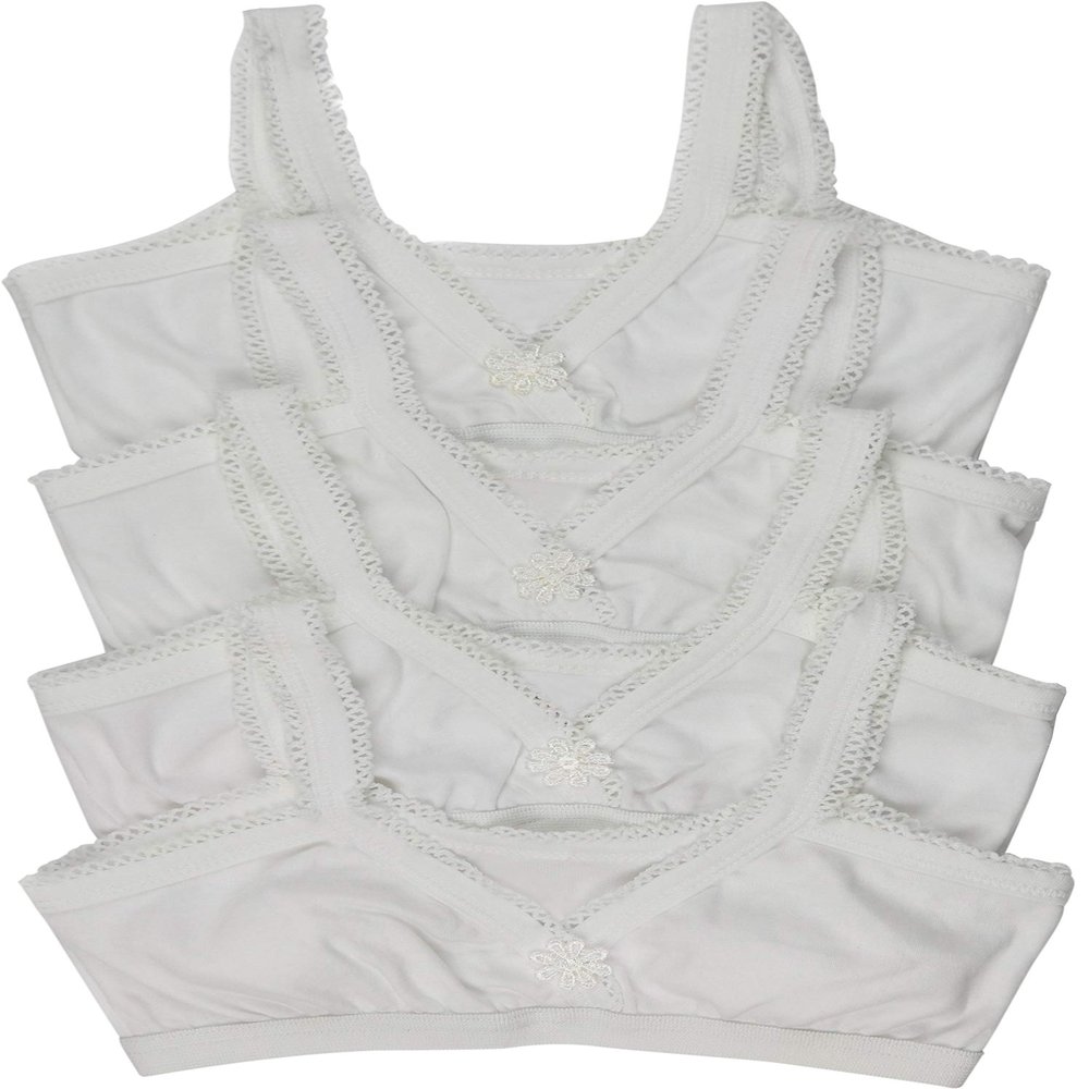 ToBeInStyle Girl's 4-Pack Crochet Trim Cami Training Bras - White - 16 Years