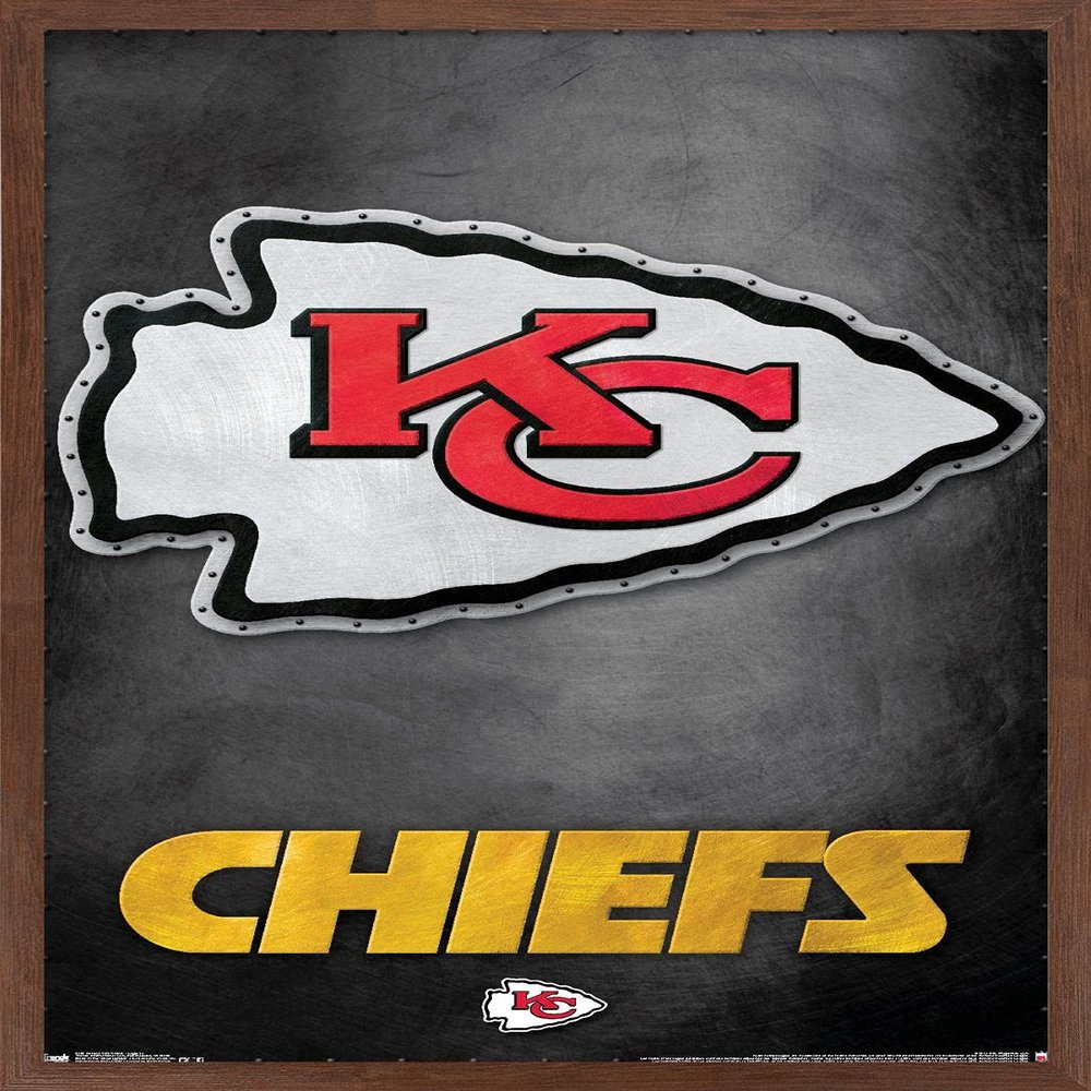 Trends International NFL Kansas City Chiefs - Logo 13 Wall Poster, 22.375" x 34", Mahogany Framed Version