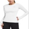 baleaf Women's Thermal Shirts Long Sleeve Workout Tops Running Athletic Zipper Pocket Fleece Lined Cold Weather Gear Winter Thumbholes White XL view 1