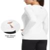 baleaf Women's Thermal Shirts Long Sleeve Workout Tops Running Athletic Zipper Pocket Fleece Lined Cold Weather Gear Winter Thumbholes White XL view 2