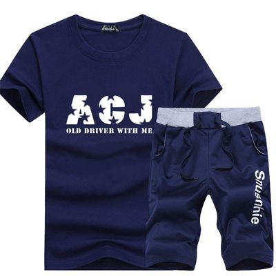 xzbailisha Men's 2 Piece Outfits Loose Crewneck Short Sleeve Lettsr Print T-shirts & Shorts Tracksuit