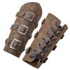 HiiFeuer Medieval PU Leather Buckle Arm Bracers, Knight LARP Retro Renaissance Arm Guards, One Size One Pair (Bronze) view 1