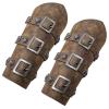 HiiFeuer Medieval PU Leather Buckle Arm Bracers, Knight LARP Retro Renaissance Arm Guards, One Size One Pair (Bronze) view 3