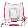 McHom 7' x 7' Baseball & Softball Practice Net Set with Travel Tee, Ball Caddy, 3 Weighted Balls & Strike Zone for Hitting, Pitching, Batting & Fielding Practice | Collapsible and Portable view 1