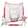McHom 7' x 7' Baseball & Softball Practice Net Set with Travel Tee, Ball Caddy, 3 Weighted Balls & Strike Zone for Hitting, Pitching, Batting & Fielding Practice | Collapsible and Portable view 2