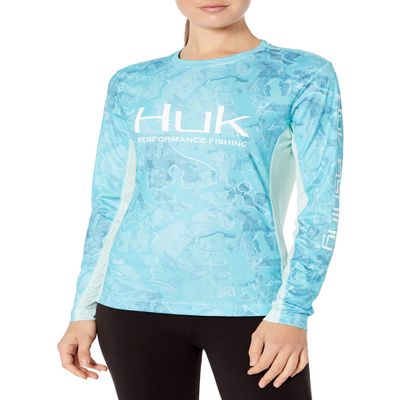 Huk Womens Subphantis Icon X Long Sleeve Shirt | Long-Sleeve Performance Shirt with UPF 50+ Sun Protection & Moisture Transport, Boca Grande, X-Small