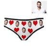 Custom Personalized Face Red Love Heart White Women's High-Cut Brief Panty Underwear XXL view 2