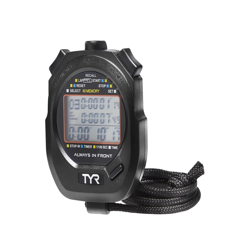 TYR Z200 Stopwatch Professional Digital Timer with Split Memory, Water-Resistant, Ergonomic Design for Swim, Track & Field, and Sports Training