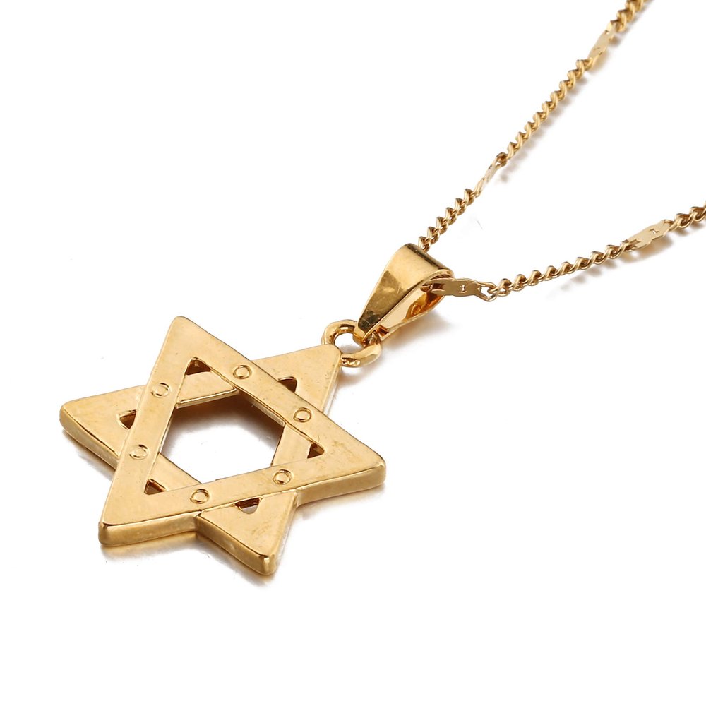 18K Gold Plated Jewish Jewelry Magen Star of David Pendant Necklace (gold)
