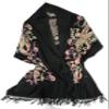 Urban CoCo Women's Embroidered Oversize Tassel Shawl Scarf (#1-Black) view 1