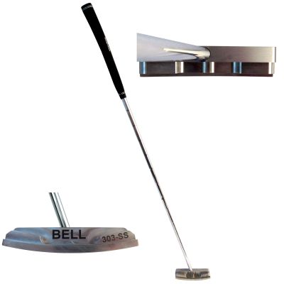Bell Putters Non/No Offset Golf Putter 360g Polish Chrome Finish Right-Handed/RH with Tacki-mac Tour Select Standard Putter Grip and 34" Shaft | Made in USA