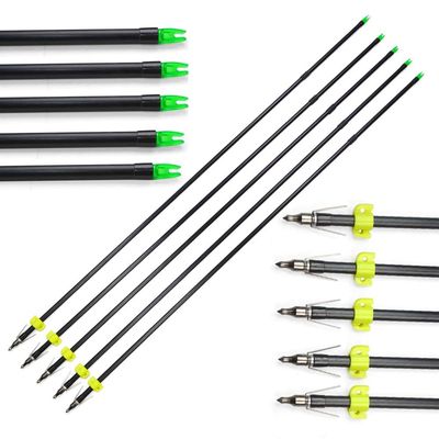 ZSHJGJR Archery 30 Inch Bowfishing Arrows Fiberglass Hunting Arrows with 100 Grain Arrowhead Safety Slides for Slingshot Bow 6/12 Pieces (12PCS)