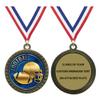 Custom Engraved 2-1/2 inch Metal Football Award Medals with Gold Finish and Attached 2 Inch Full Color Sport Insert. EG28 (Pack of 10) view 1