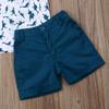 Baby Kids Boy Gentleman Suits, Flamingo Printed Button Down Shirt +Pink Shorts Set 2Pcs Outfits Set (Dark Blue, 4-5T) view 3