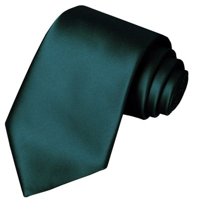 KissTies Mens 100% Silk Hunter Green Tie Solid Satin Wedding Necktie + Gift Box