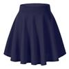 Afibi Casual Mini Stretch Waist Flared Plain Pleated Skater Skirt (X-Small, Navy Blue) view 1