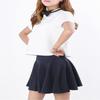 Afibi Casual Mini Stretch Waist Flared Plain Pleated Skater Skirt (X-Small, Navy Blue) view 2