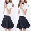 Afibi Casual Mini Stretch Waist Flared Plain Pleated Skater Skirt (X-Small, Navy Blue) view 3