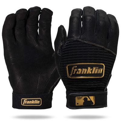 Franklin Sports MLB Pro Classic Baseball Batting Gloves Pair - Black/Gold - Adult Large