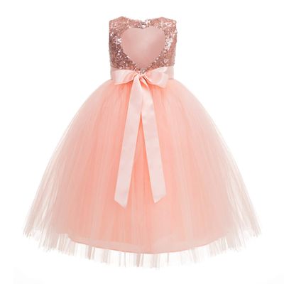 Heart Cutout Sequins Tulle Flower Girl Dress Social Events Parties 172seq 4