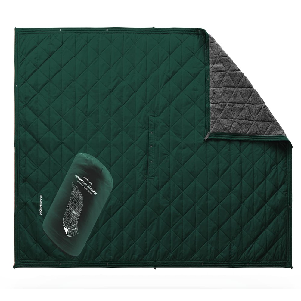 KAMMOK Mountain Blanket - Ultra-Plush Fleece, Water Resistant, Portable, Durable, Indoor/Outdoor Camp Blanket (84 in 50 in) - Pine Green