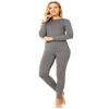 ViCherub Womens Thermal Underwear Set Long Johns Base Layer Fleece Lined Cold Weather Soft Top Bottom Gray Small view 1