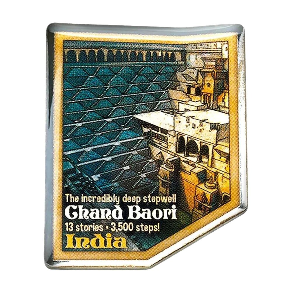 Collectible Novelty Pin for Backpack, Scarf - Made From Jeweler Class Metal - Spartan and the Green Egg Explorer Pin Series: Chand Baori, India (202)