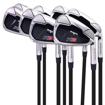 Majek K6 Iron Set +3 inch Over Standard Length 8-Piece Set (4-PW, SW) Right Handed Steel Shaft Regular Flex R Flex Club with Jumbo Black Pro Velvet Grip