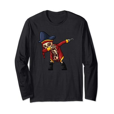 Dabbing Skeleton Pirate Jolly Roger Kids Crossbones Long Sleeve T-Shirt