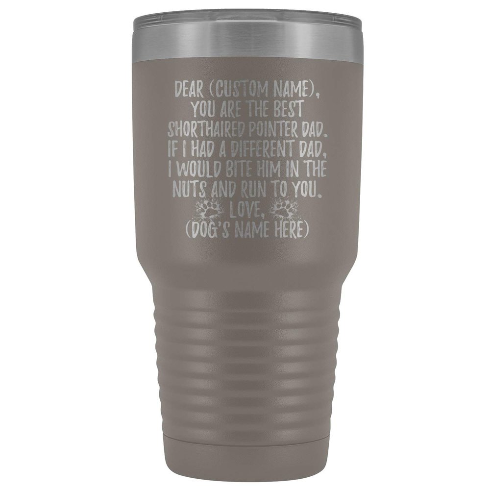 freedomlook Personalized German Shorthaired Pointer Dog Dad Tumbler, Pointer Mens, GSP Dog Daddy, Deutsch Kurzhaar Dog Owner Present (30 oz, Pewter)