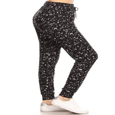 Leggings Depot Women's Relaxed fit Jogger Pants - Track Cuff Sweatpants with Pockets-S592, 3X, Starlight