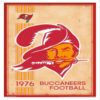Trends International NFL Tampa Bay Buccaneers - Retro Logo 14 Wall Poster, 22.375" x 34", White Framed Version