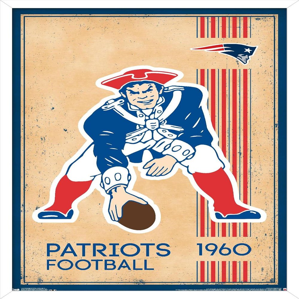 Trends International NFL New England Patriots - Retro Logo 14 Wall Poster, 22.375" x 34", White Framed Version